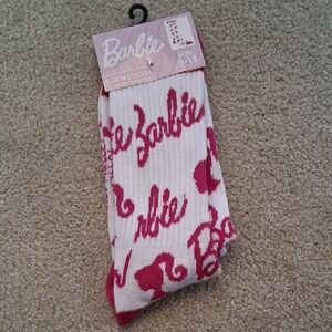 Barbie Pink and White Logo Crew Socks
